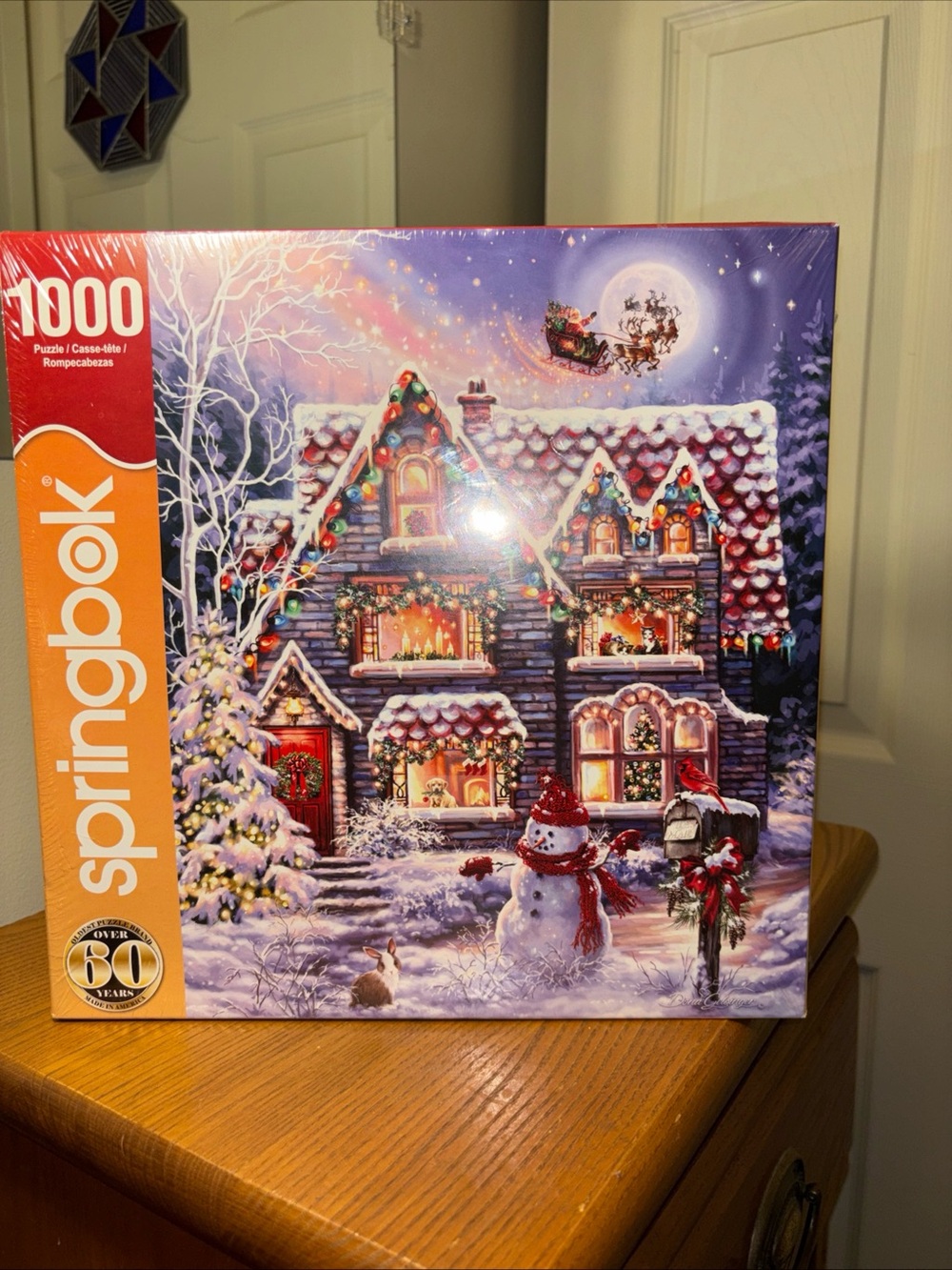 Springbok 1000-Piece Festive Holiday House Puzzle - Red & White